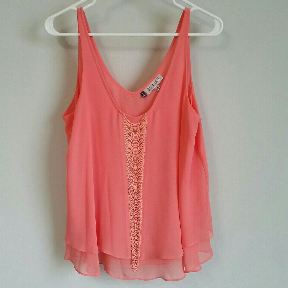Jennifer Lopez Orange Fringe Tank Top size Medium